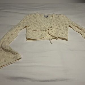Pink Rose Cream Crochet Knit Cardigan